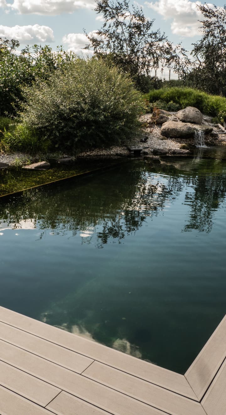 Zahradní koupací jezírko v přírodním stylu bez použití chemie